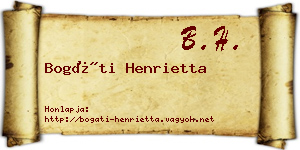 Bogáti Henrietta névjegykártya